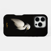 Coque iPhone 16 Pro Noir 4 Luxe iPhone 16 Pro, Aigrette neigeuse (Verso Horizontal)