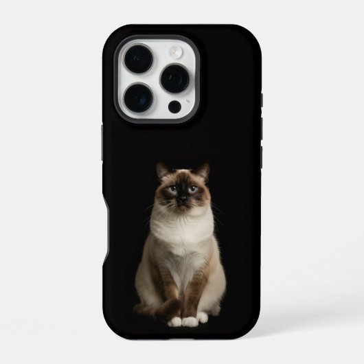 Coque iPhone 16 Pro Noir 4 Luxe iPhone 16 Pro, Chat Birman (Verso)