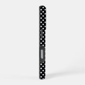 Coque iPhone 16 Pro Noir avec des pois blancs (Côté droit)