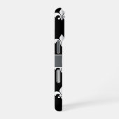 Coque iPhone 16 Pro Noir Blanc Gris Fleur de Lis Monogramme (Côté droit)