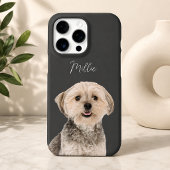 Coque iPhone 16 Pro Nom de chien moderne gris charbon et écriture