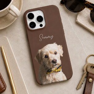 Coque iPhone 16 Pro Nom de chien moderne marron chocolat Photo et écri