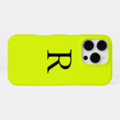 Coque iPhone 16 Pro Nom du monogramme Chartreuse jaune néon (Verso Horizontal)