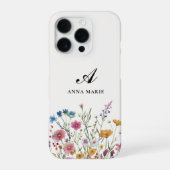 Coque iPhone 16 Pro Nom du monogramme Floral Boho Chic (Verso)