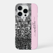 Coque iPhone 16 Pro Nom ÉDITABLE Parties scintillant Bokeh graphite & (Verso)
