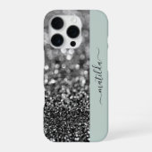 Coque iPhone 16 Pro Nom ÉDITABLE Parties scintillant Bokeh graphite & (Verso)