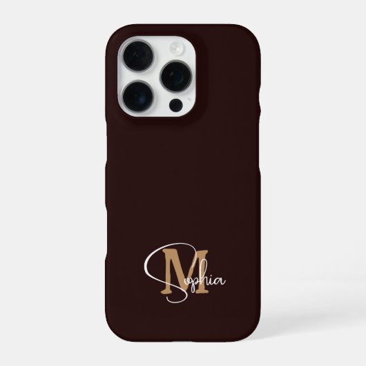 Coque iPhone 16 Pro Nom monogramme noir or (Verso)