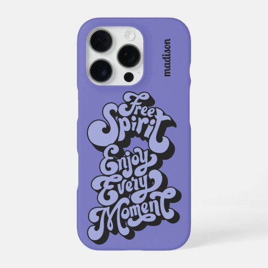 Coque iPhone 16 Pro Nom personnalisé Rétro "Esprit Libre" (Verso)