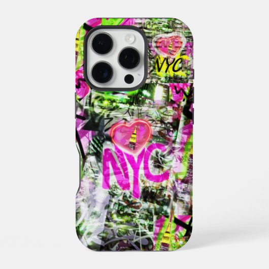 Coque iPhone 16 Pro nyc J'aime les graffitis de la ville de NY (Verso)