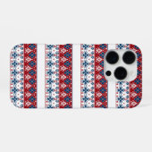 Coque iPhone 16 Pro Ornement bleu rouge (Verso Horizontal)