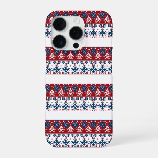 Coque iPhone 16 Pro Ornement bleu rouge (Verso)