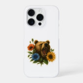 Coque iPhone 16 Pro Ours aux fleurs (Verso)