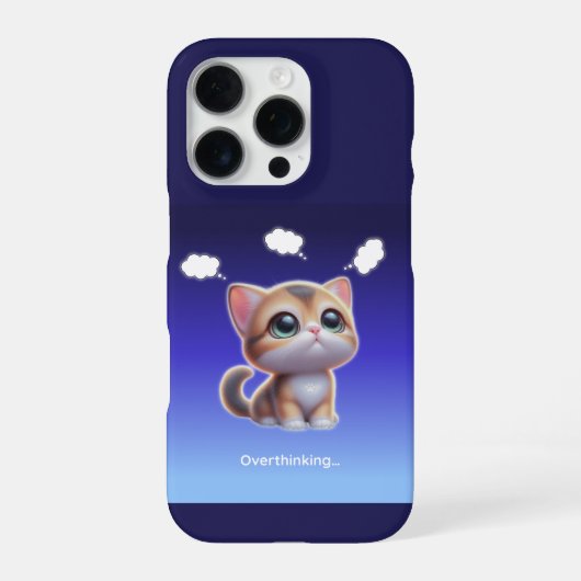 Coque iPhone 16 Pro Overthinking Cat Case – Cute Kawaii Cat Design (Verso)