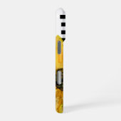 Coque iPhone 16 Pro Painted Yellow Sunflower on Black Stripes (Côté droit)