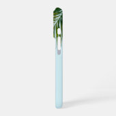 Coque iPhone 16 Pro Palmier Tropical Vert sur Fond Bleu Clair (Côté gauche)