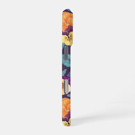 Coque iPhone 16 Pro Pansies sur violet de prune (Côté droit)