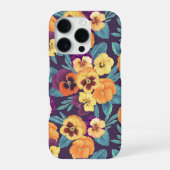Coque iPhone 16 Pro Pansies sur violet de prune (Verso)