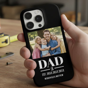 Coque iPhone 16 Pro Papa Année d'établissement Nom Nombre Photo Police