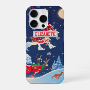 Coque iPhone 16 Pro Papier Peint de Noël Personnalisé avec Photo et No