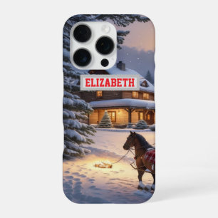 Coque iPhone 16 Pro Papier Peint de Noël Personnalisé avec Photo et No