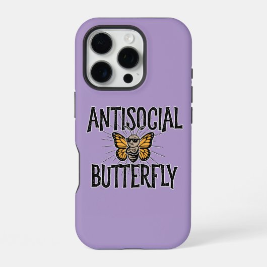 Coque iPhone 16 Pro Papillon antisocial - ermite drôle (Verso)