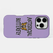 Coque iPhone 16 Pro Papillon antisocial - ermite drôle (Verso Horizontal)