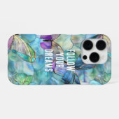 Coque iPhone 16 Pro Papillons bleu turquoise violet (Verso Horizontal)