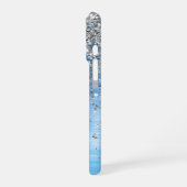 Coque iPhone 16 Pro Parties scintillant d'étincelle en argent bleu per (Côté gauche)