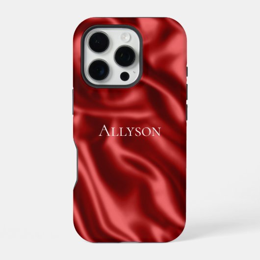 Coque iPhone 16 Pro Passion Rouge Romantique Faux Satin (Verso)
