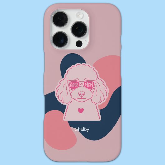 Coque iPhone 16 Pro Pastel Poodle Mom Custom Name Phone Case