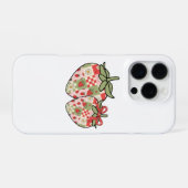 Coque iPhone 16 Pro Patchwork Coeurs fraises Cute Coquette Art (Verso Horizontal)