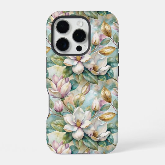 Coque iPhone 16 Pro Pattern Elegant Magnolia Flowers (Verso)