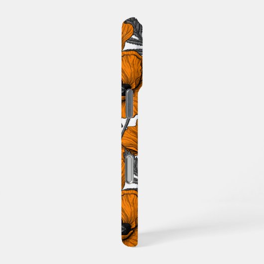 Coque iPhone 16 Pro Pavot orange sur blanc (Côté droit)