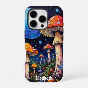 Coque iPhone 16 Pro Paysage de rêve de champignons luminescents