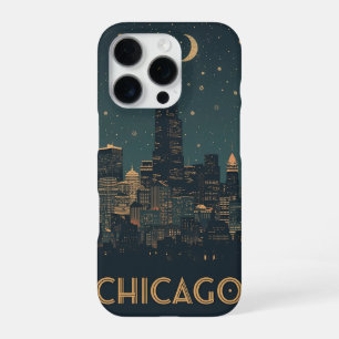 Coque iPhone 16 Pro Paysage urbain vintage de Chicago Illinois Voyage
