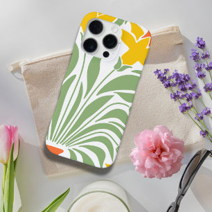 Coque iPhone 16 Pro Peinture de fleurs sauvages colorées vert jaune po