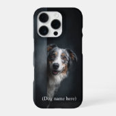 Coque iPhone 16 Pro Personalized Blue Merle Aussie Portrait (Verso)