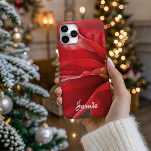 Coque iPhone 16 Pro Personalized Modern Poinsettia Phone Case