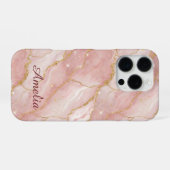 Coque iPhone 16 Pro Personalized Modern Rose Quartz Marble Gold (Verso Horizontal)