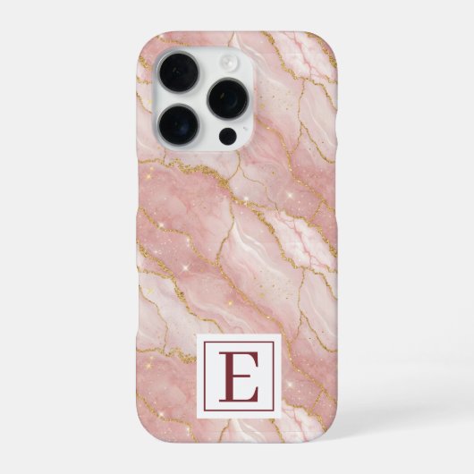 Coque iPhone 16 Pro Personalized Monogram Rose Quartz Gold (Verso)