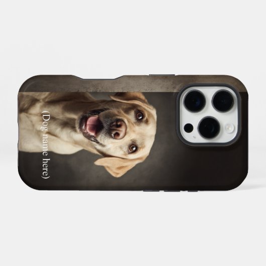 Coque iPhone 16 Pro Personalized Yellow Lab Portrait (Verso Horizontal)