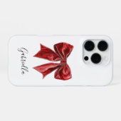 Coque iPhone 16 Pro Personnalisé Chic Red Bow (Verso Horizontal)
