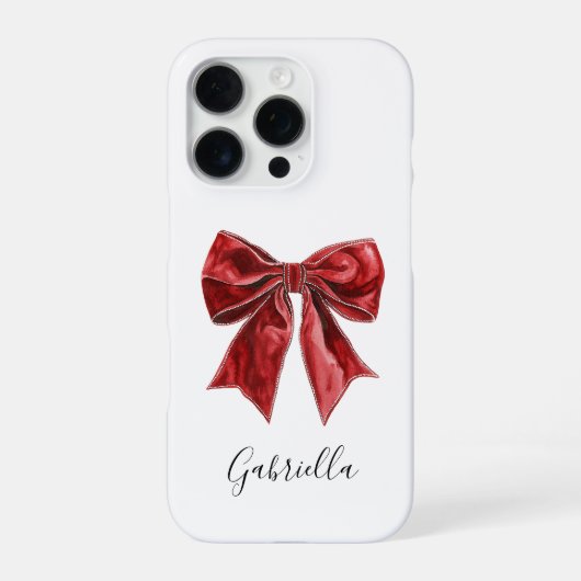 Coque iPhone 16 Pro Personnalisé Chic Red Bow (Verso)
