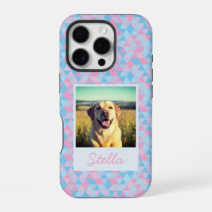 Coque iPhone 16 Pro Photo personnalisée de Labrador Nom Géométrique Pa
