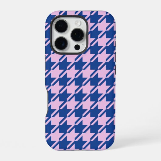 Coque iPhone 16 Pro Pied de fond rose+Motif bleu (Verso)