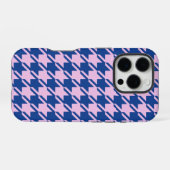 Coque iPhone 16 Pro Pied de fond rose+Motif bleu (Verso Horizontal)
