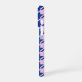 Coque iPhone 16 Pro Pied de fond rose+Motif bleu (Côté gauche)