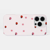 Coque iPhone 16 Pro Pink Ladybug Garden Pattern Phone Case (Verso Horizontal)