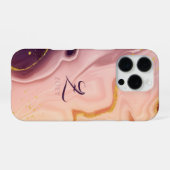 Coque iPhone 16 Pro Pink Pastel Violet Parties scintillant Aquarelle p (Verso Horizontal)