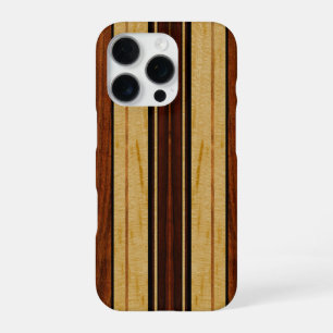 Coque iPhone 16 Pro Planche de surf en bois de Koa Faux Nalu Hou